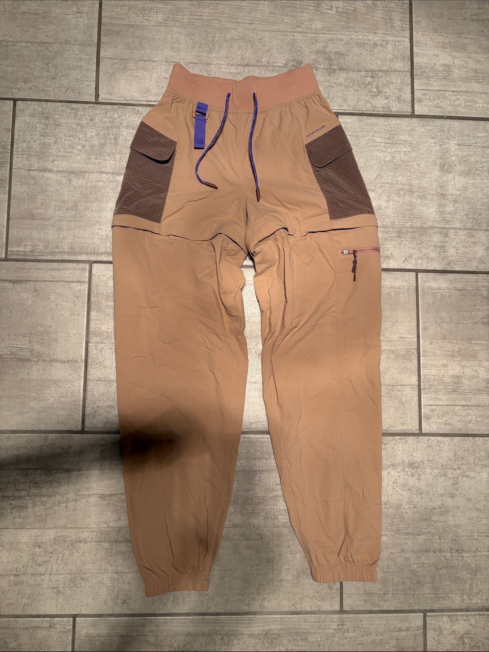 lululemon athletica Tan Joggers with Purple Accents